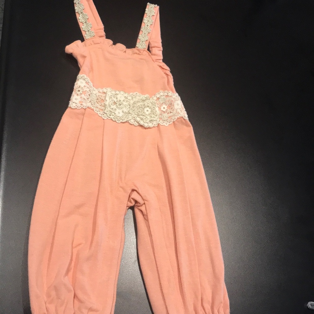 Girls Lullaby Peach Daisy Playsuit